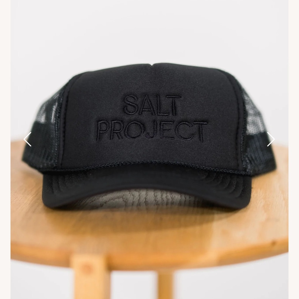 Salt Project Embroidered Foam Trucker Hat in Black  New